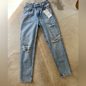 Zara Distressed Classic Mom Fit Jeans Size 0